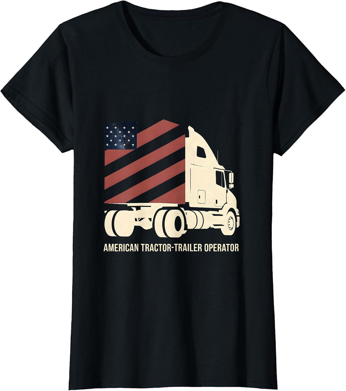 American Tractor-Trailer Operator Patriotic Semi-Truck T-Shirt - Black
