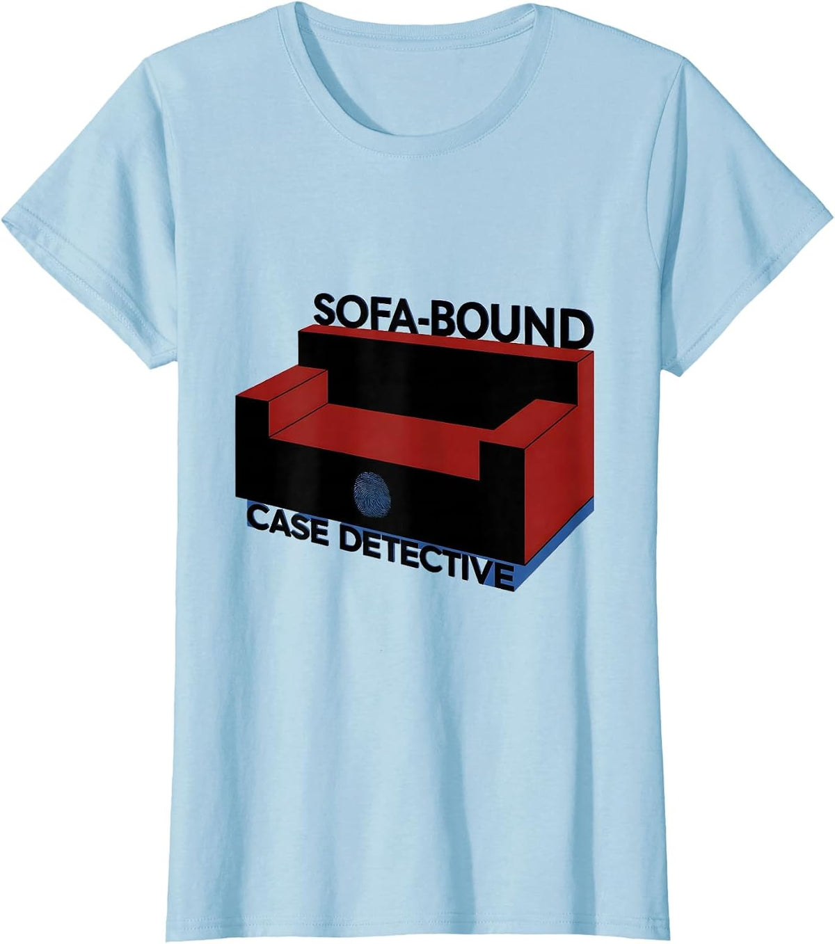 Sofa-Bound Case Detective Bauhaus Modernist True Crime Fan T-Shirt - Baby Blue