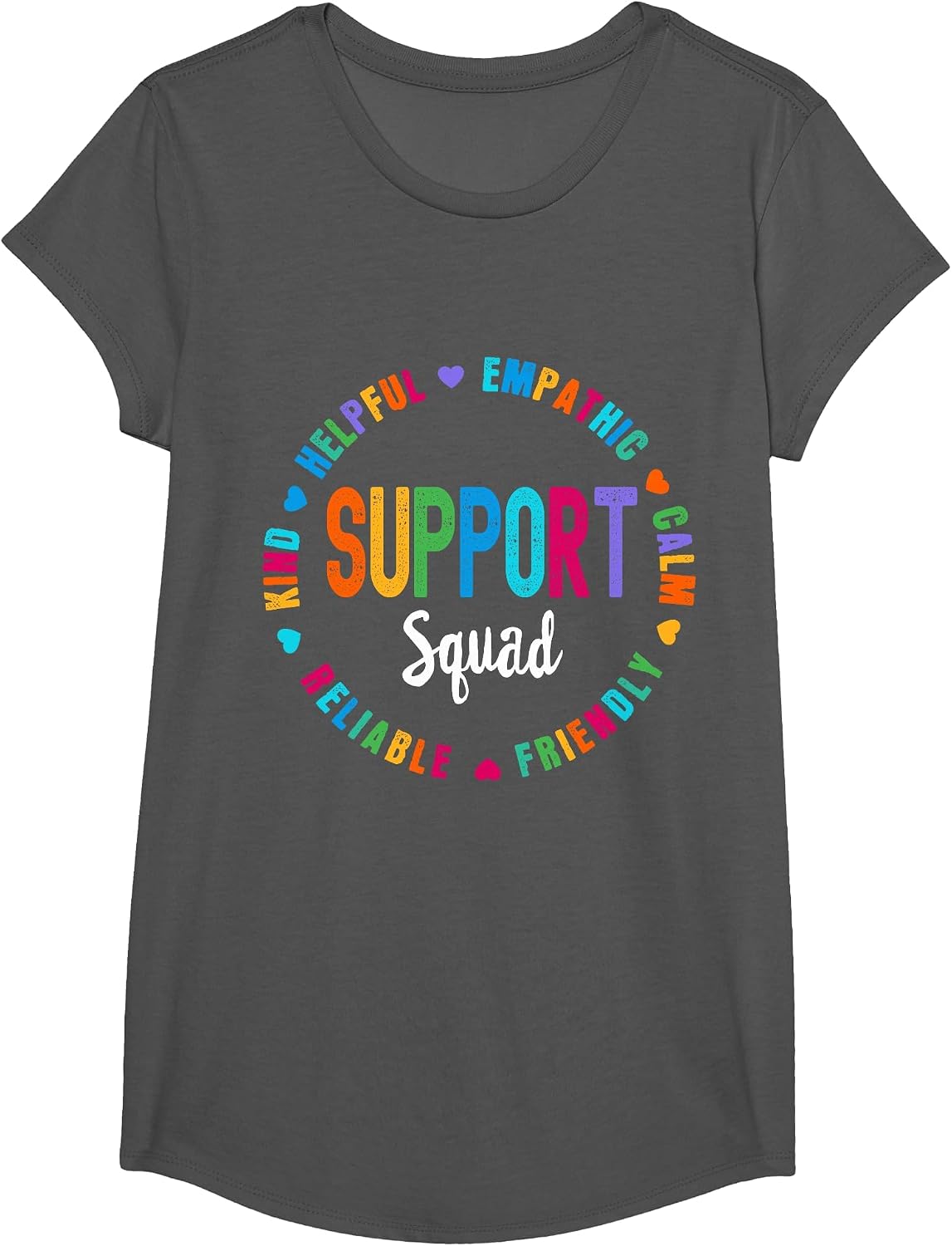 Colorful Support Squad Learning Specialist Sped Resource T-Shirt - Girls Asphalt Grey
