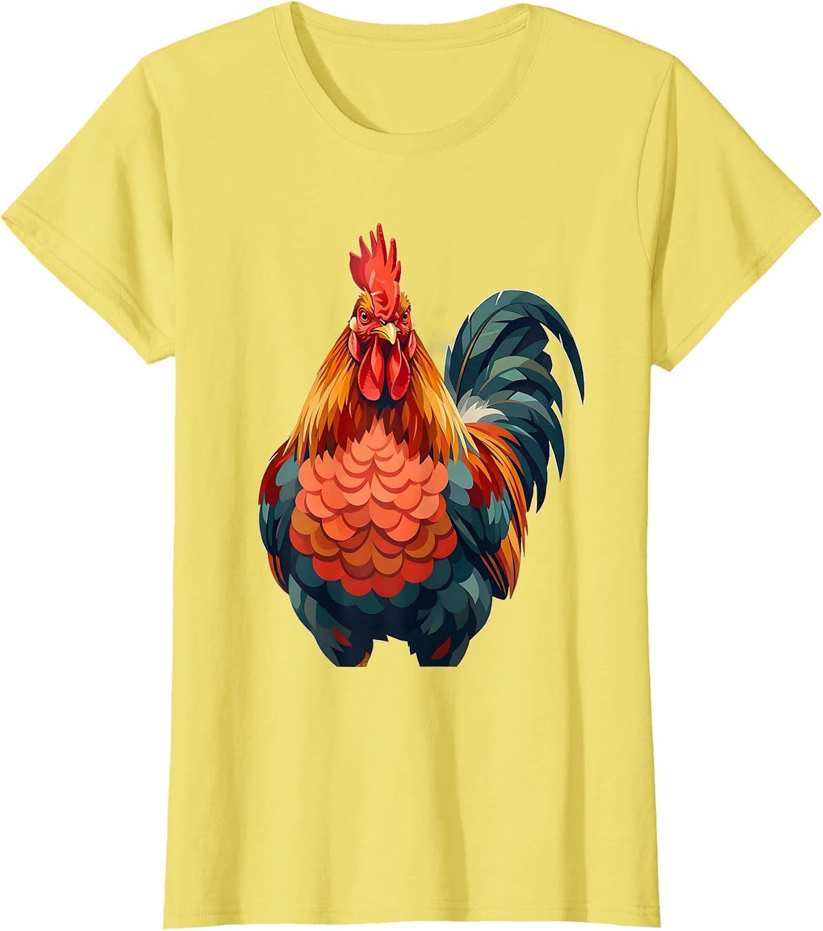 Proud Rooster Puffed Chest Graphic Design T-Shirt - Lemon Yellow