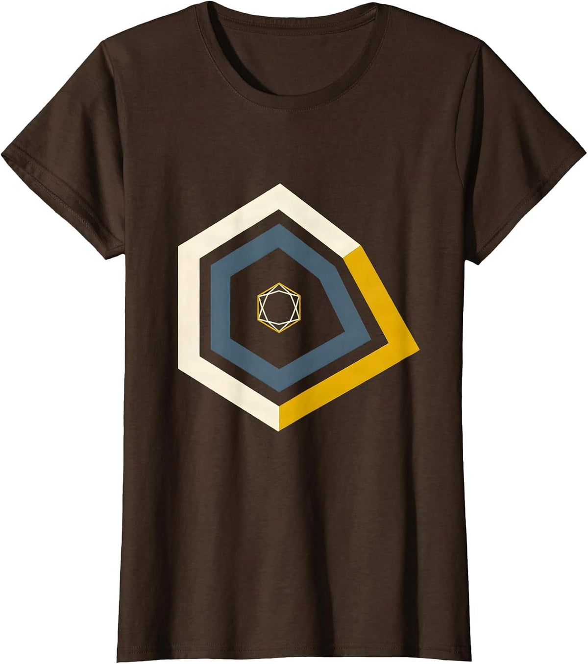 Women's Nested Gold Line 911 Dispatcher First Responder Tribute T-Shirt - Brown