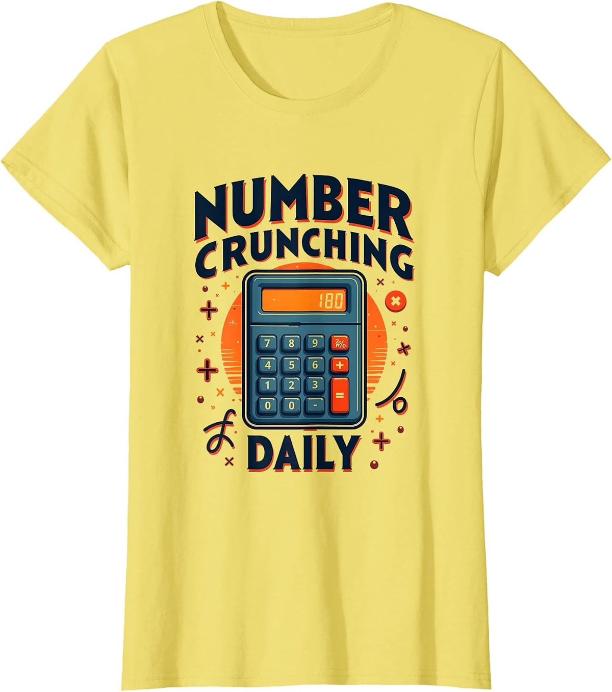 Number Crunching Daily Math and Finance Design T-Shirt - Lemon Yellow