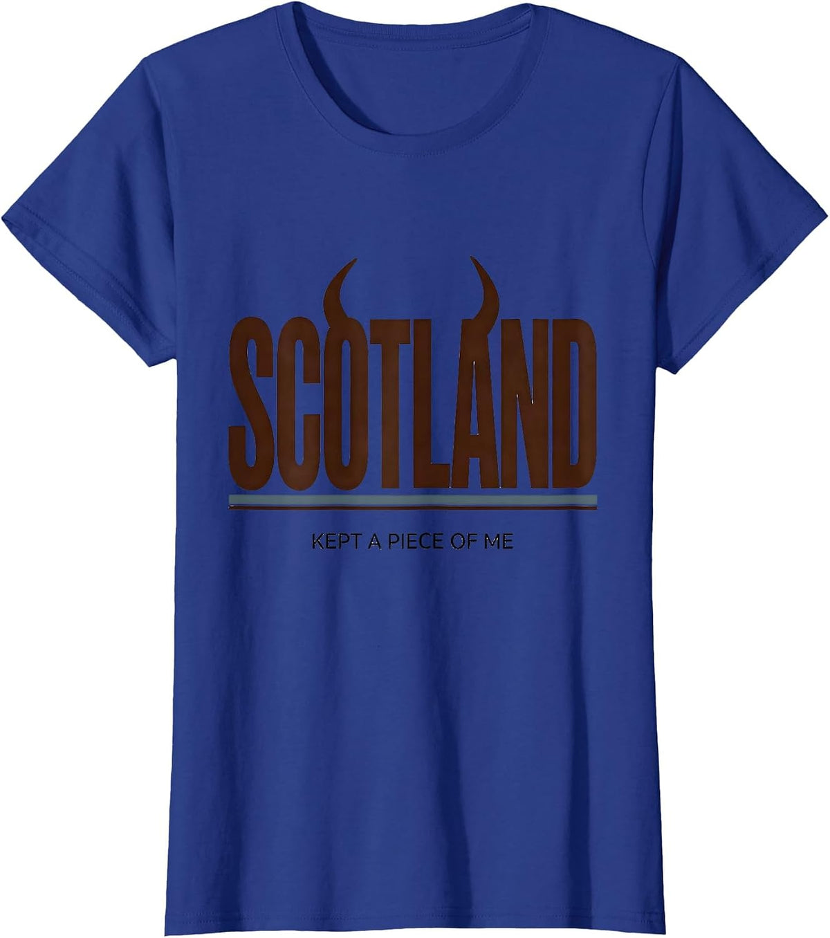 Women's Scotland Kept A Piece Of Me Cute Highland Cow Scottish Humor T-Shirt - Royal Blue