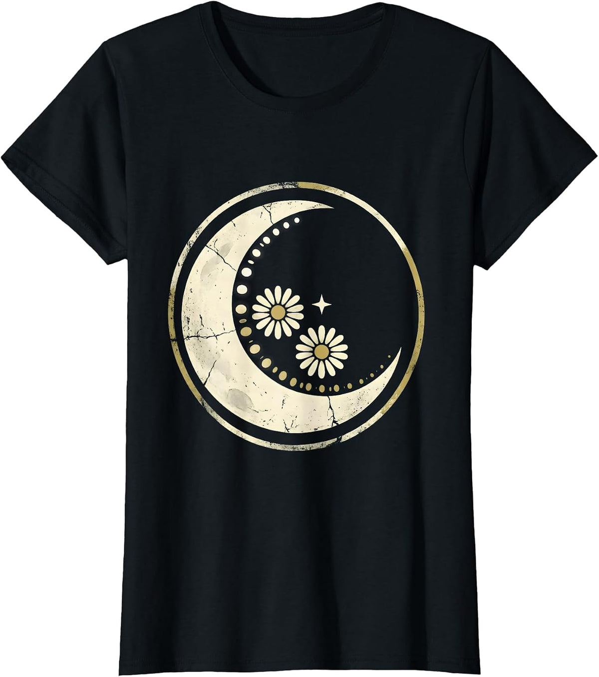 Women's Sealed Moon Phases Boho Celestial Astrology Lover T-Shirt - Black