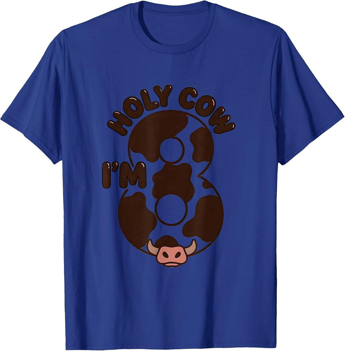 Men's Holy Cow I'm Eight Cute Highland Cow Birthday Girl Farm Mom T-Shirt - Royal Blue