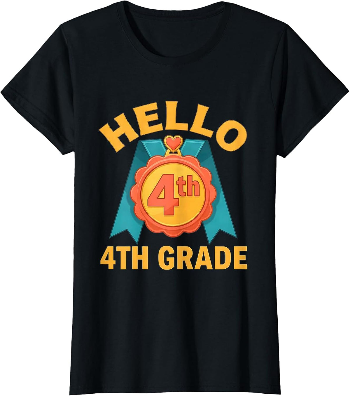 Women's Hello 4th Grade Kids Girl Teacher Back To School 2026 T-Shirt - Black