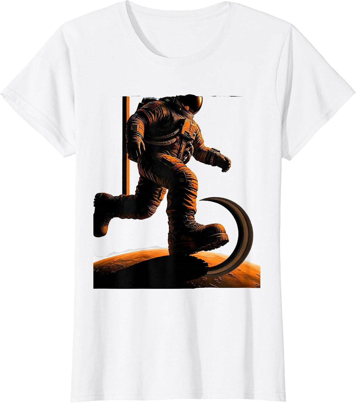 Astronaut Stepping Onto a Glowing Unexplored Planet T-Shirt - White