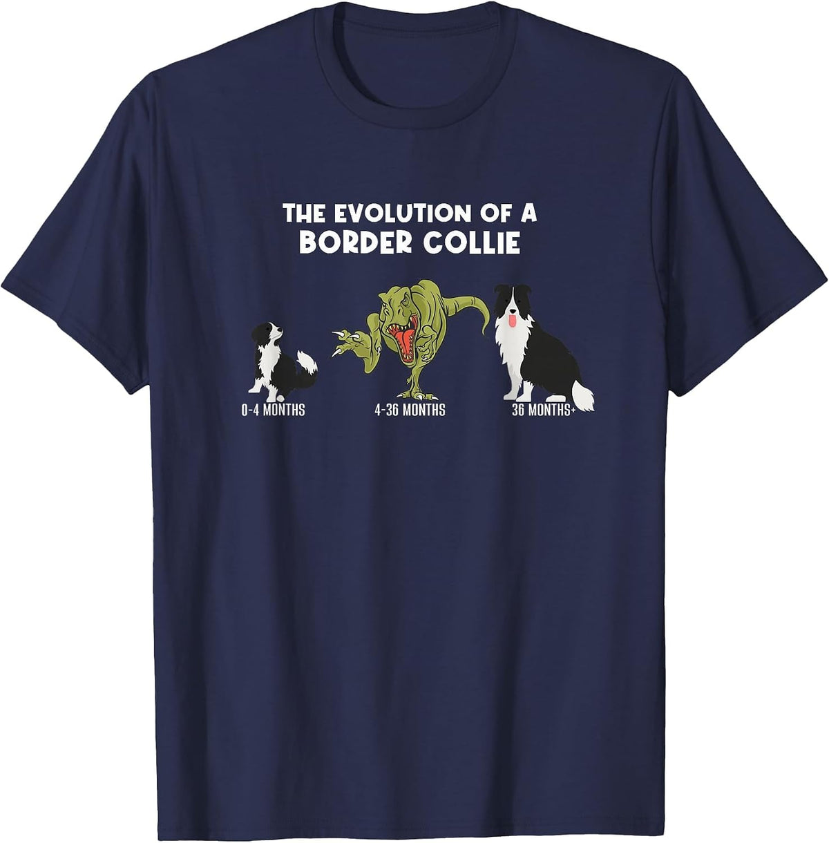 Border Collie Dog Mom The Evolution of A Border Collie T-Shirt - Navy Blue