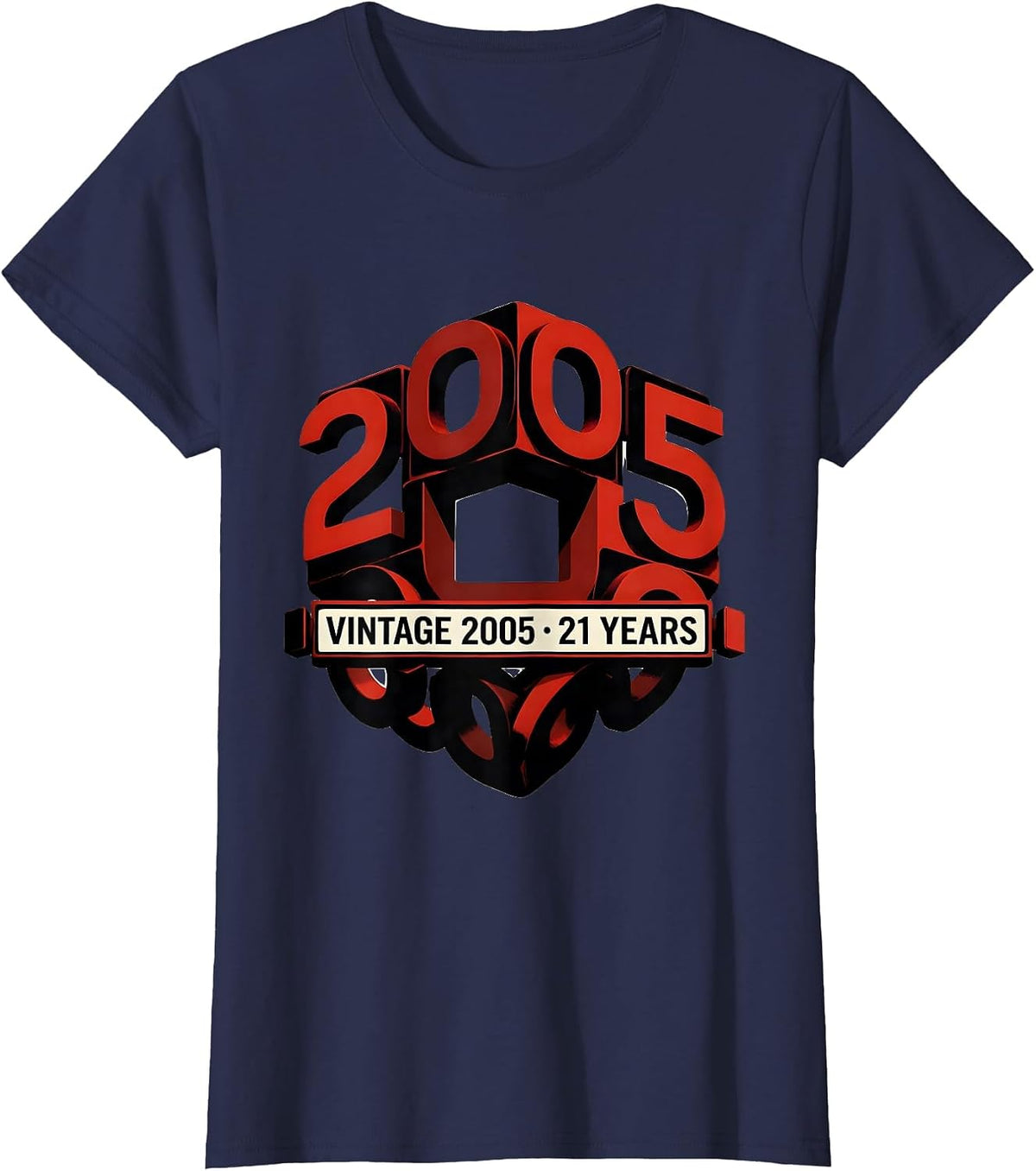 Women's Vintage 2005 · 21 Years Milestone Birthday Badge T-Shirt - Navy Blue