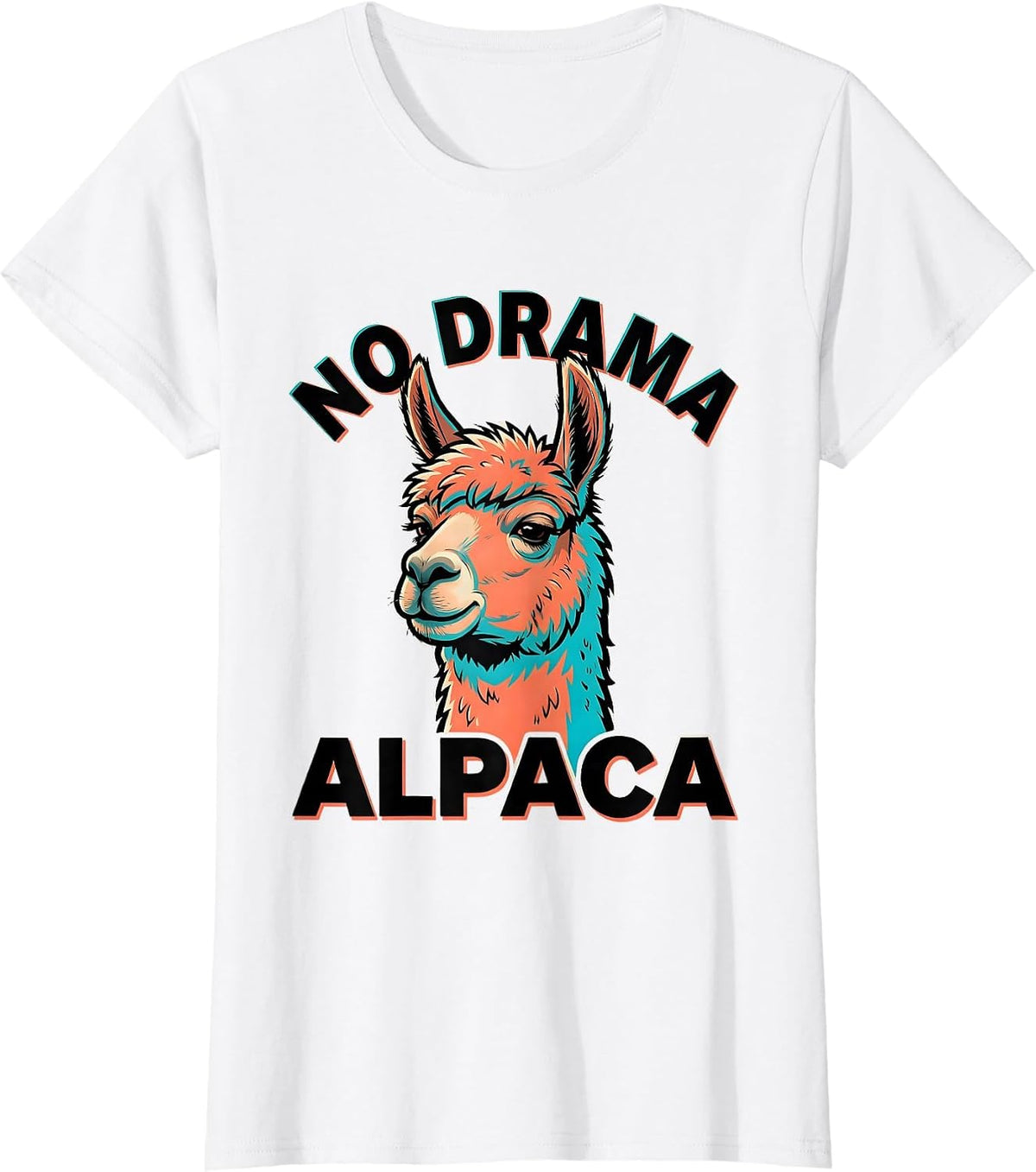 Women's No Drama Alpaca Funny Alpaca Lover Gift Cartoon T-Shirt - White
