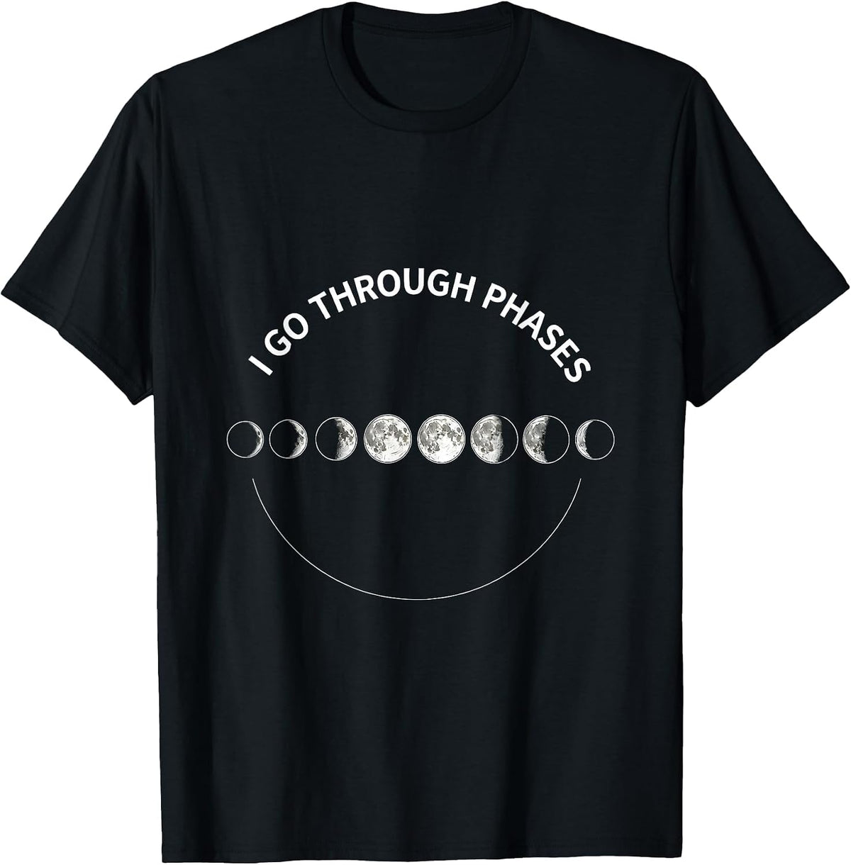 Men's I Go Through Phases Retro Moon Phase Astronomy Astrology T-Shirt - Black