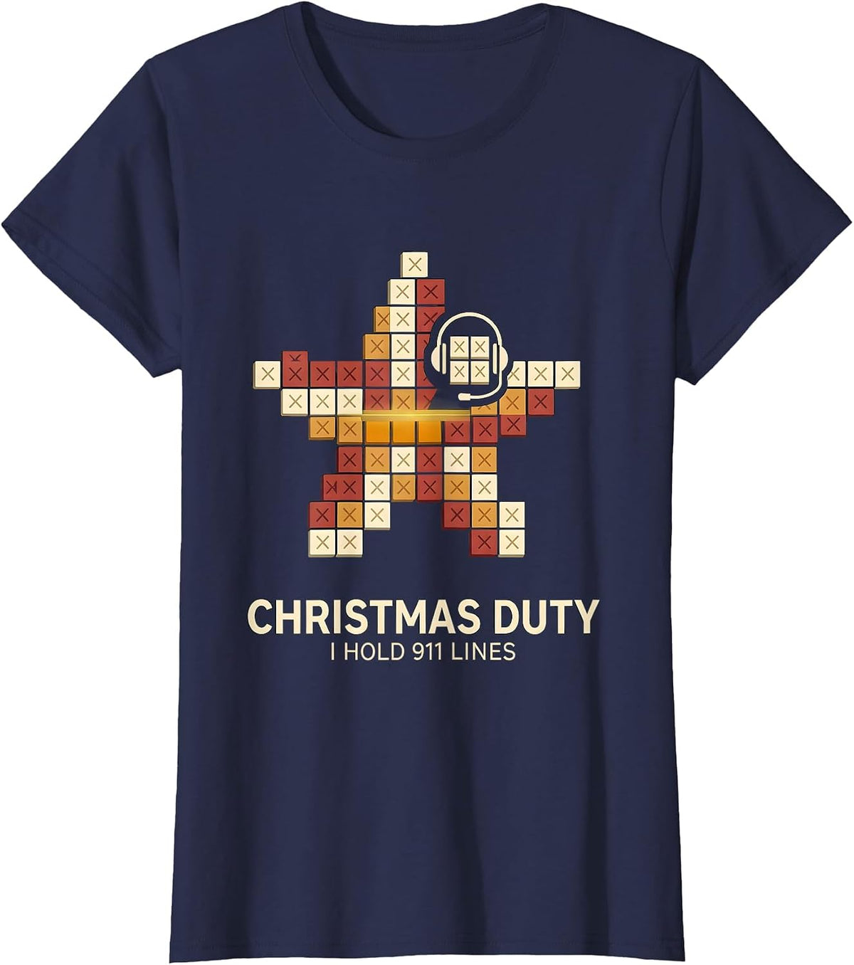 Women's Christmas Duty I Hold 911 Lines Funny 911 Dispatcher T-Shirt - Navy Blue