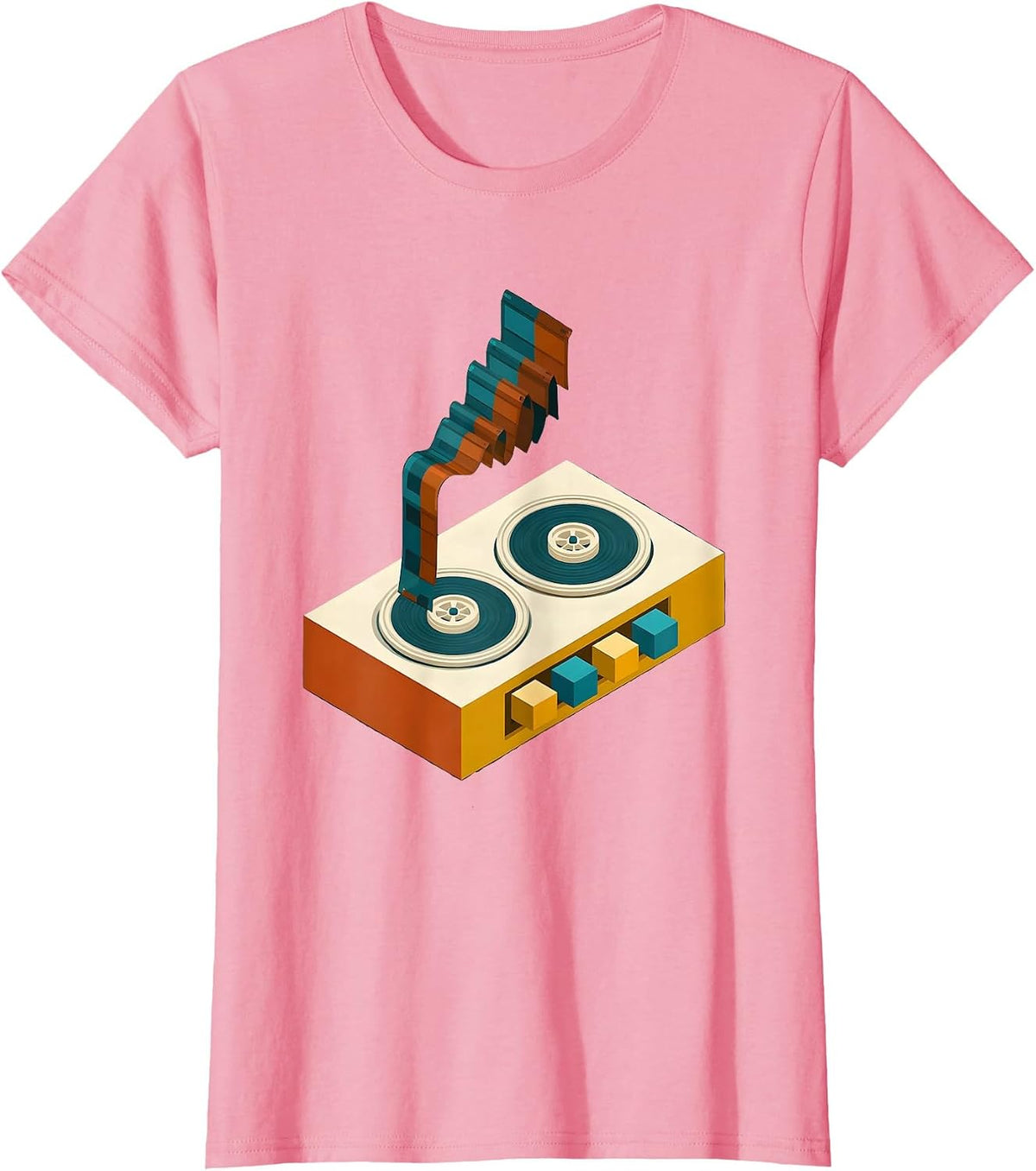 Women's Cassette Sampler Retro Hip Hop Nostalgia Streetwear T-Shirt - Pink
