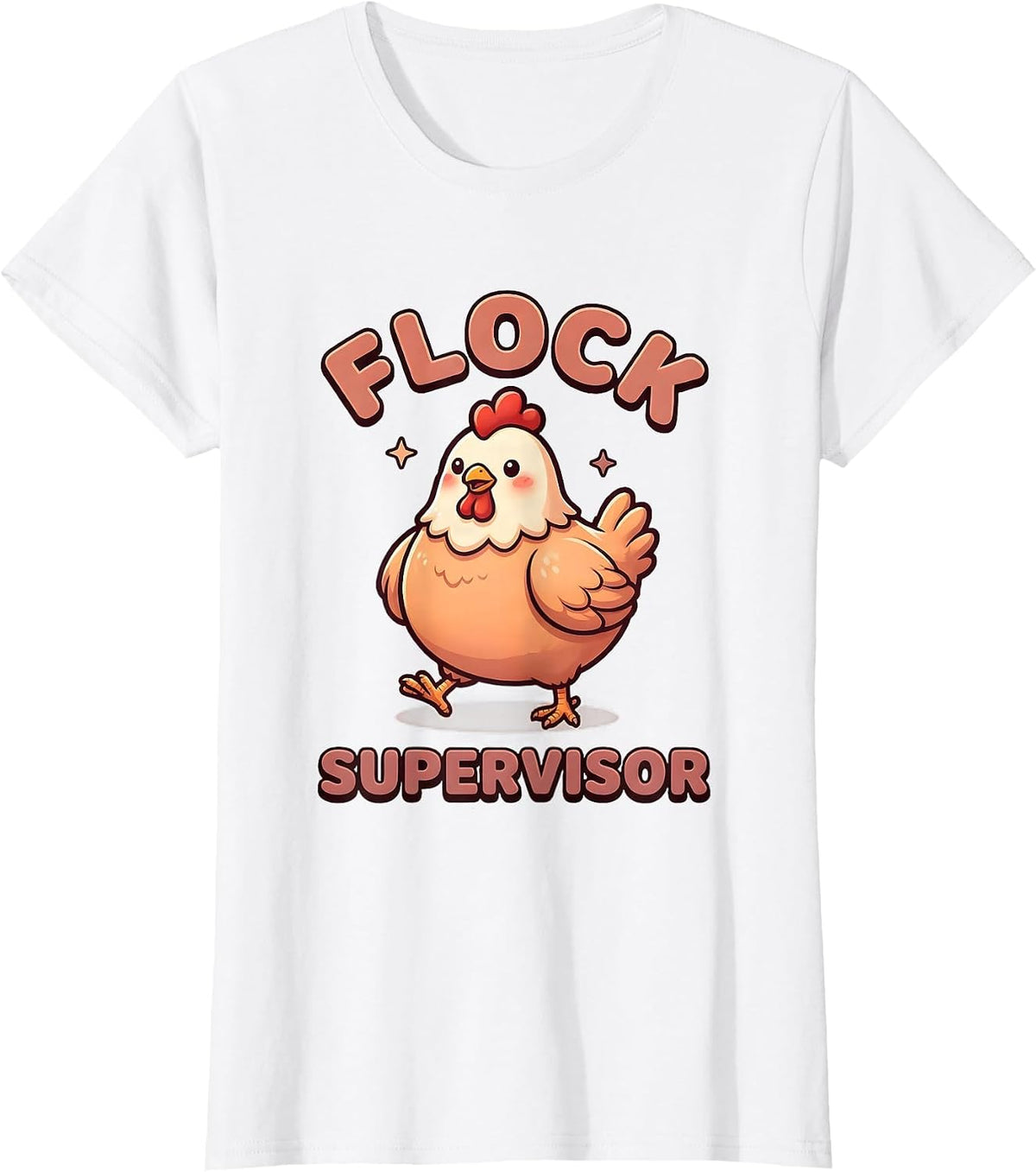Flock Supervisor Cute Kawaii Funny Chicken Lover Farmer T-Shirt - White