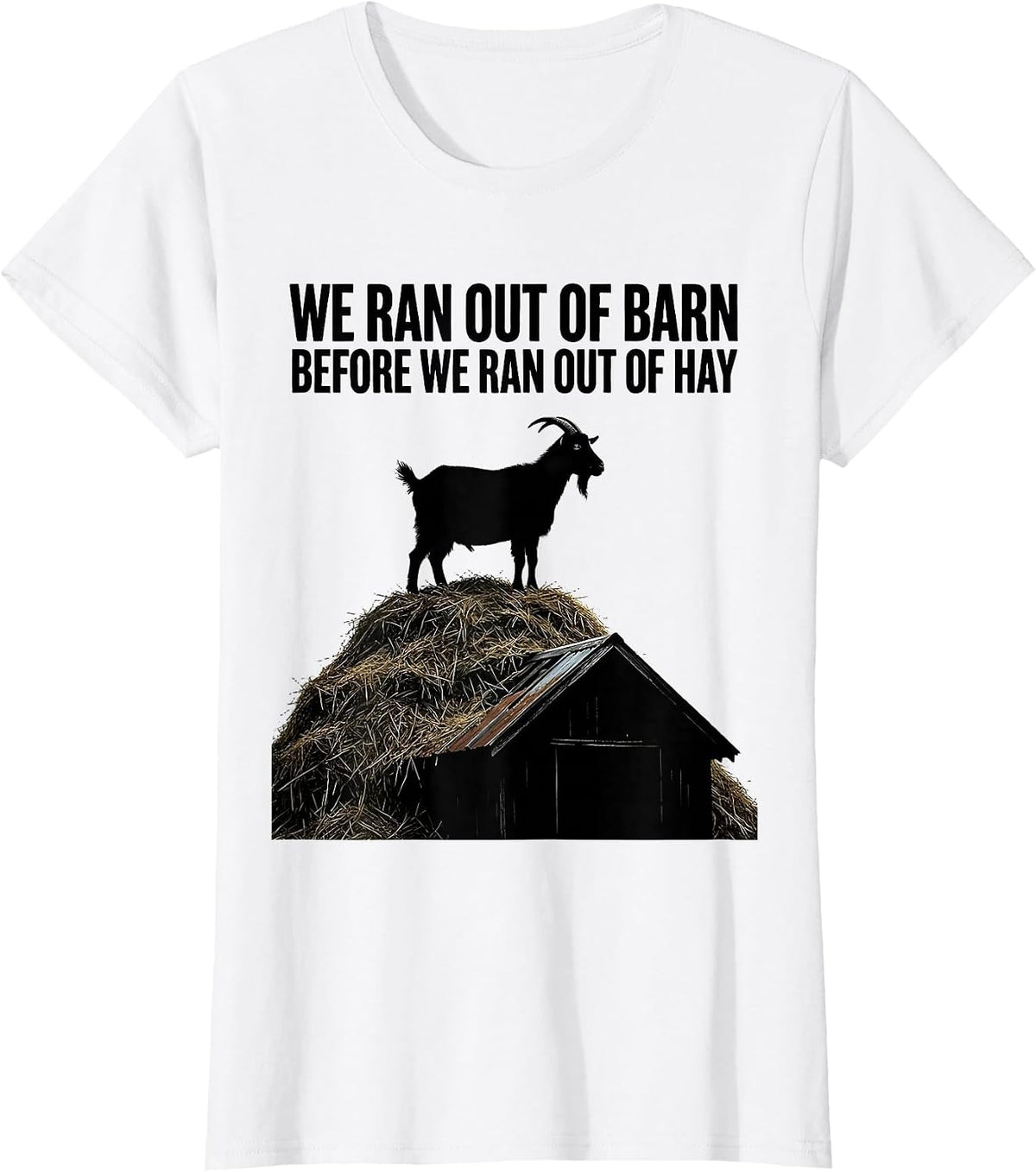We Ran Out Of Barn Before We Ran Out Of Hay Funny Goat Owner T-Shirt - White
