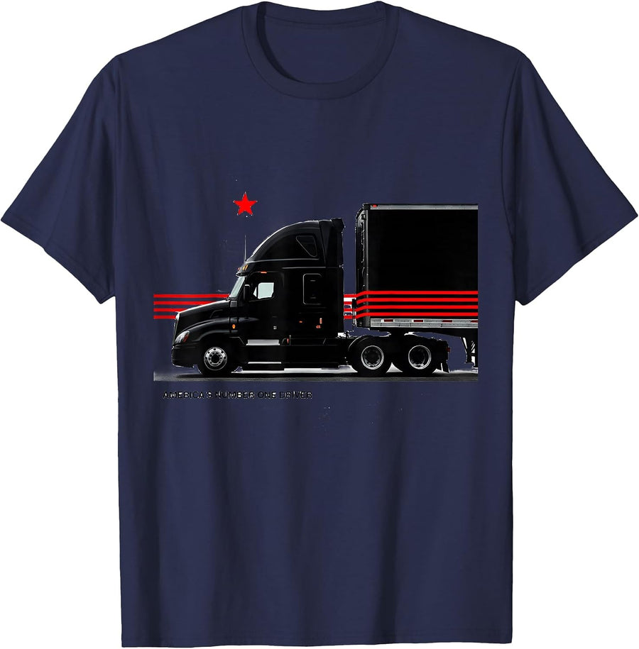 America's Number One Driver Patriotic Semi Truck Driver T-Shirt - Navy Blue