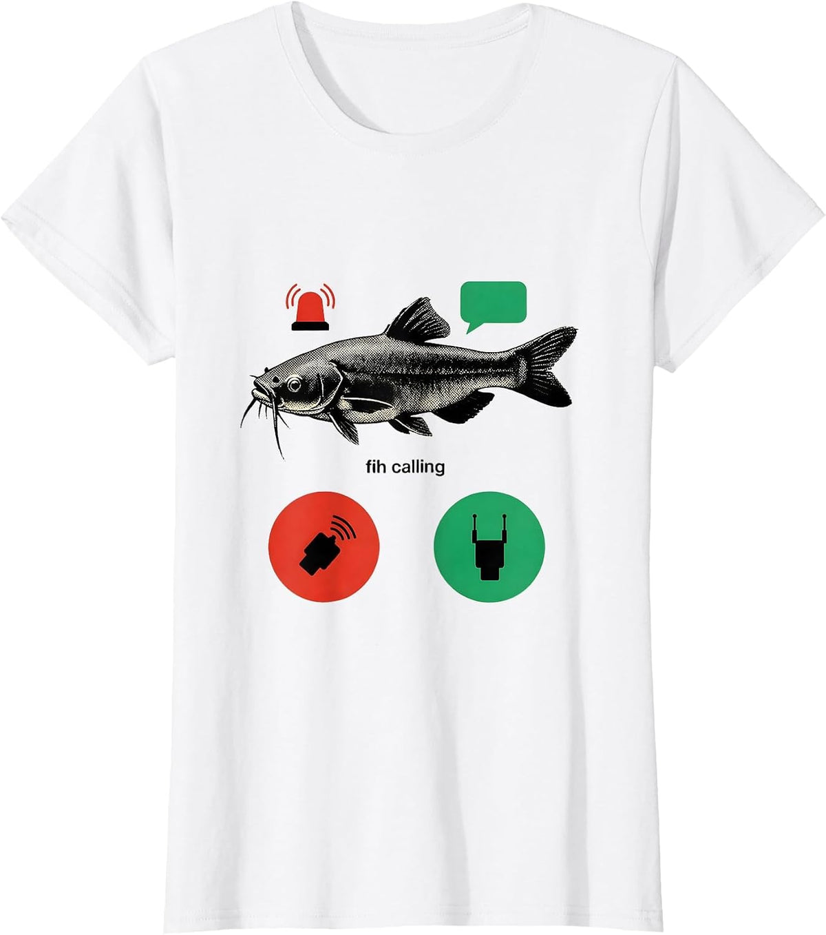 Women's fih calling Funny Fishing Meme Fisherman Gift T-Shirt - White