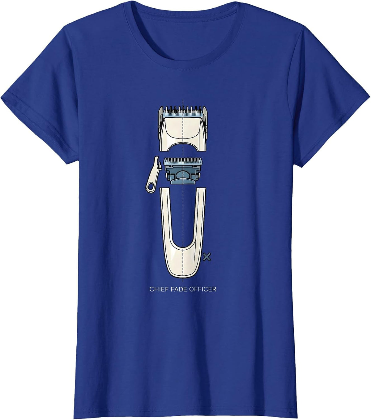 Women's Chief Fade Officer Funny Hairdresser Barber Gift T-Shirt - Royal Blue