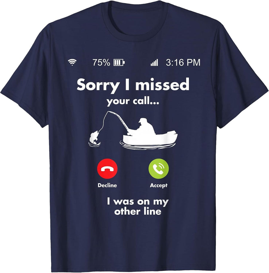 Funny Fishing Gag for Fishing Fanatics and Fisherman T-Shirt - Navy Blue