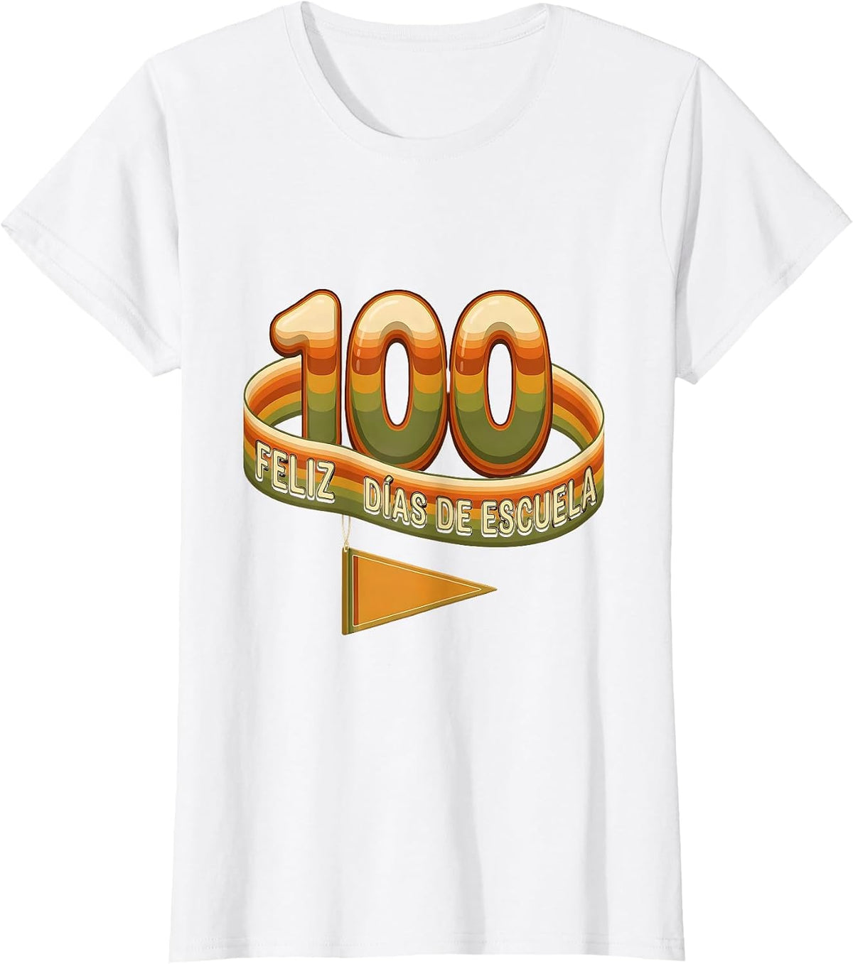 Feliz 100 días de escuela Retro 70s Spanish Teacher 100th T-Shirt - White