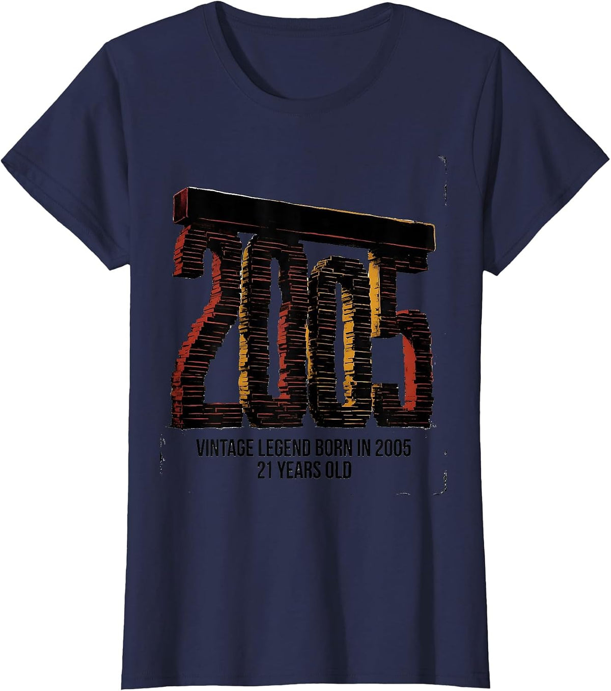 Women's Vintage Legend Born In 2005, 21 Years Old Birthday Humor T-Shirt - Navy Blue
