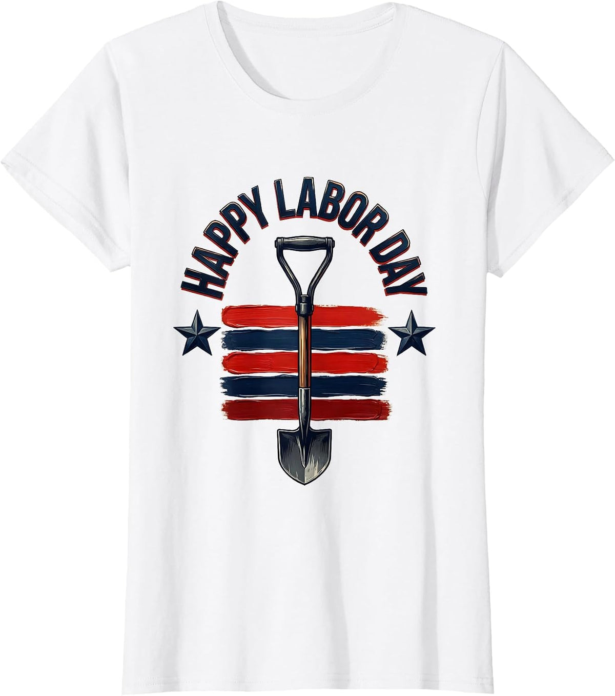 Women's Happy Labor Day Patriotic Union Pride Sign Painter Style T-Shirt - White