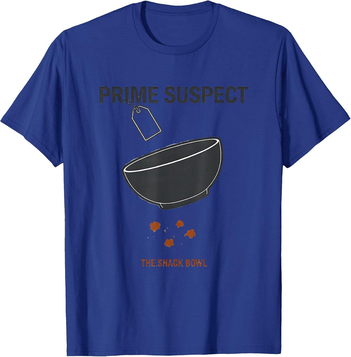 Men's Prime Suspect The Snack Bowl True Crime Fan Couch Humor T-Shirt - Royal Blue