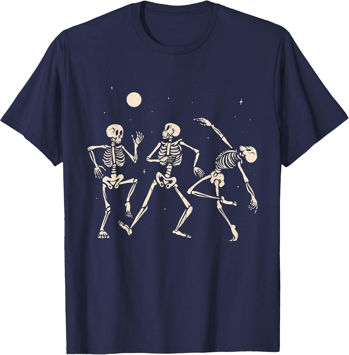 Spooky Dancing Skeletons Halloween Costume Music Adult Kids T-Shirt - Navy Blue
