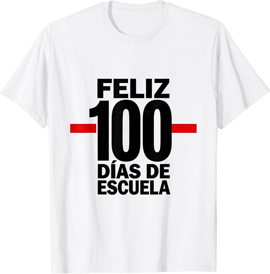Men's Feliz 100 Días de Escuela Minimalist Spanish Teacher 100th T-Shirt - White