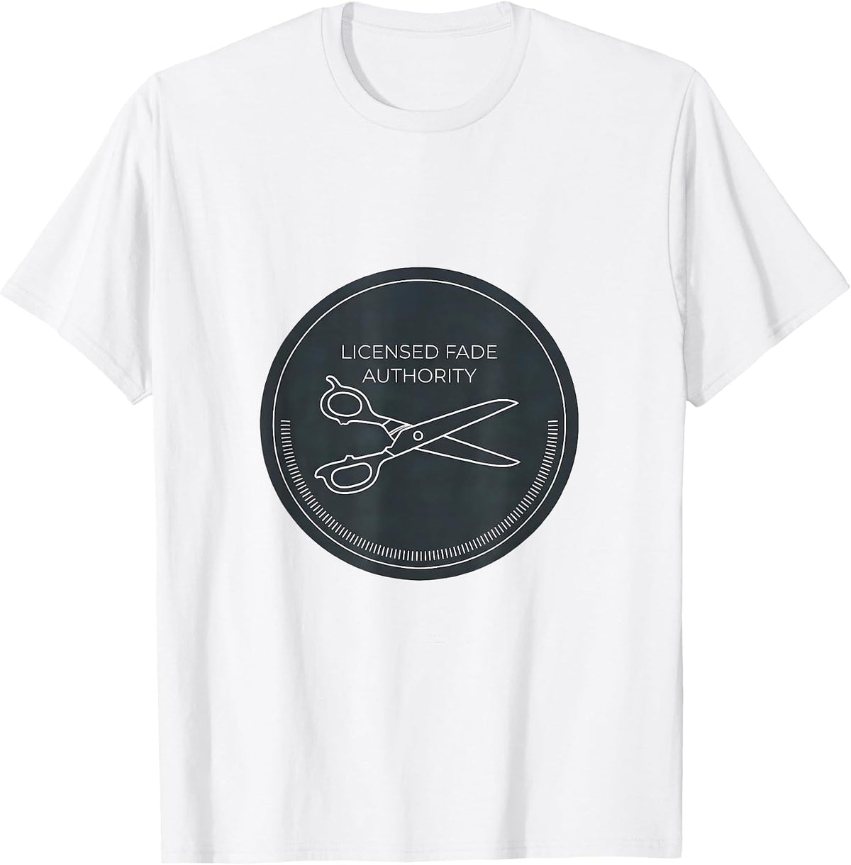 Men's Licensed Fade Authority Minimalist Barber Humor Gift T-Shirt - White