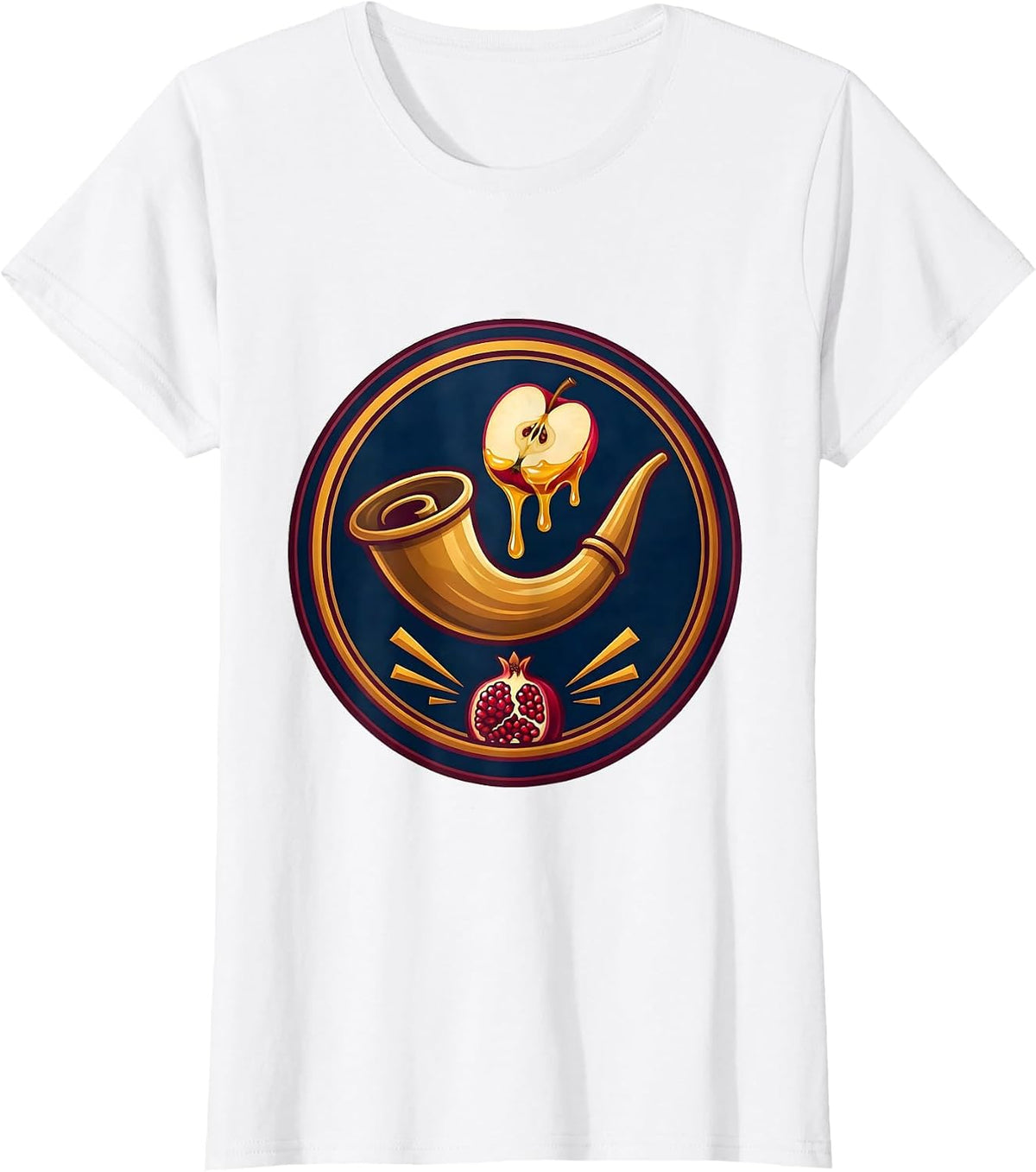 Women's Sealed Shield Badge Rosh Hashanah Jewish New Year T-Shirt - White