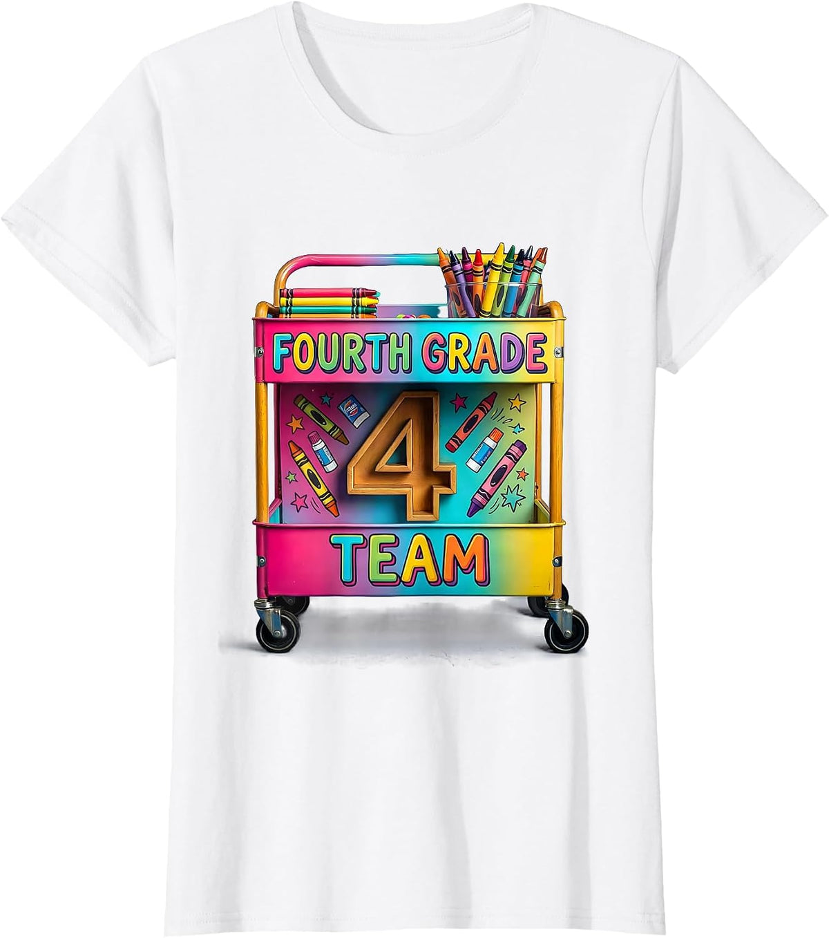 Fourth Grade Team Colorful Teacher Back to School T-Shirt - White