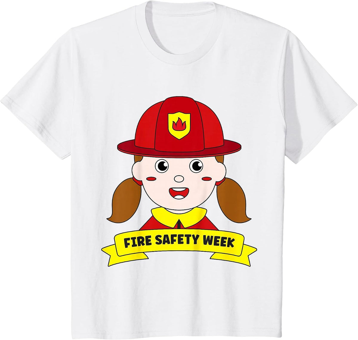 Fire Safety Week Firefighter Prevention Fireman Girl Hero T-Shirt - White