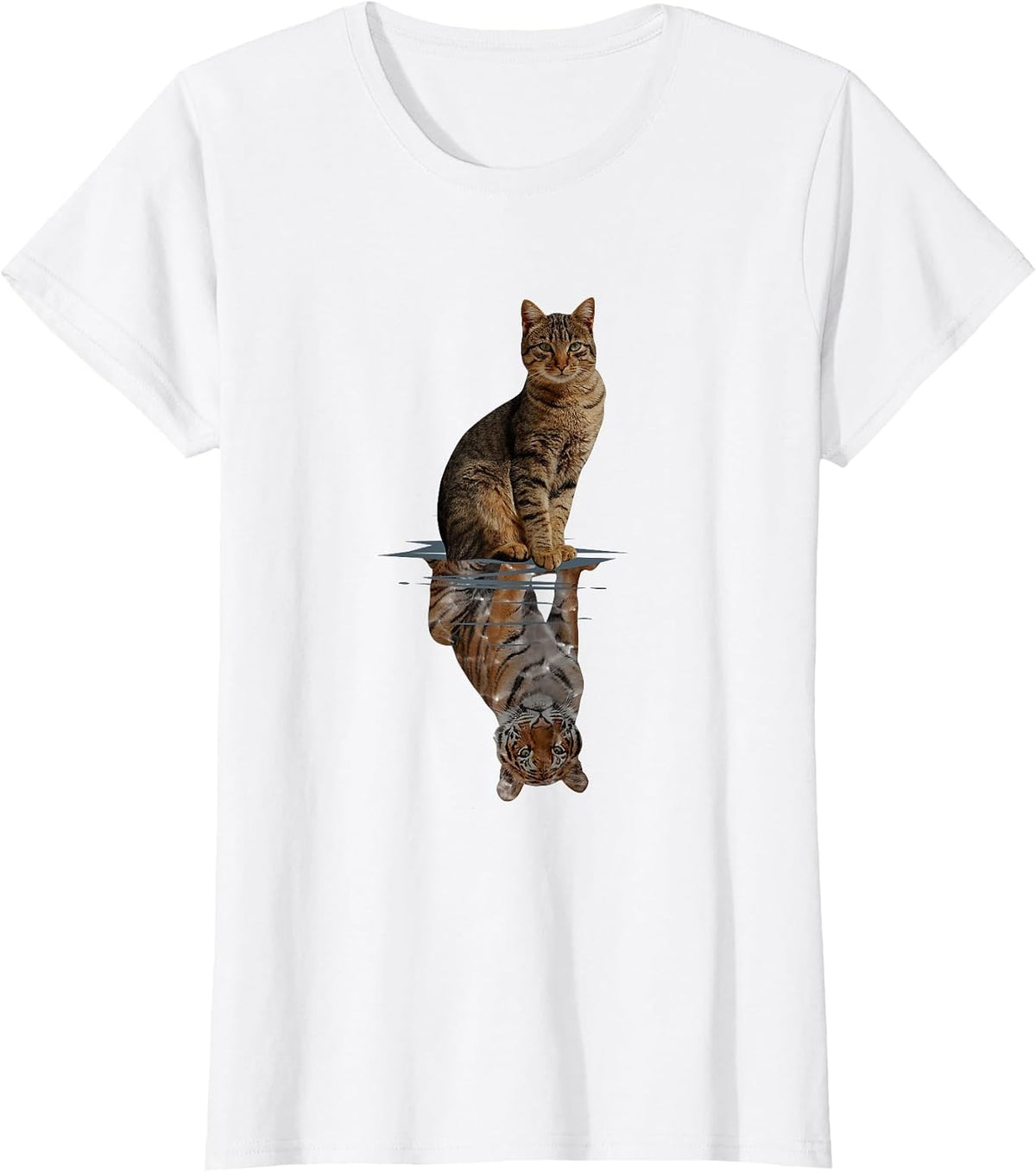 Cats Tiger Reflection Mirror Animal Cats Lovers T-Shirt - White