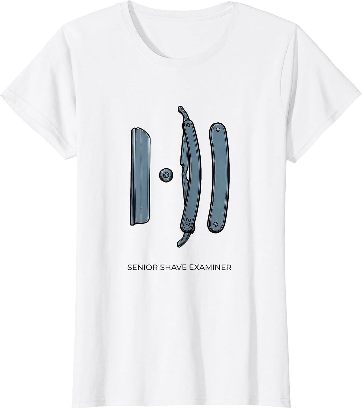 Senior Shave Examiner Funny Hairdresser Barber Gift T-Shirt - White