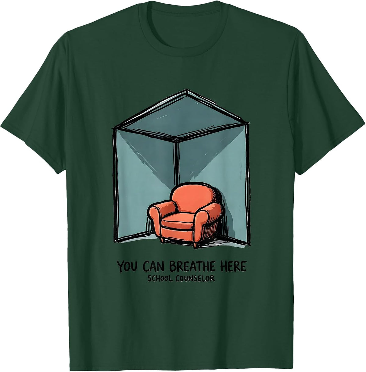 Men's You Can Breathe Here School Counselor T-Shirt - Dark Green