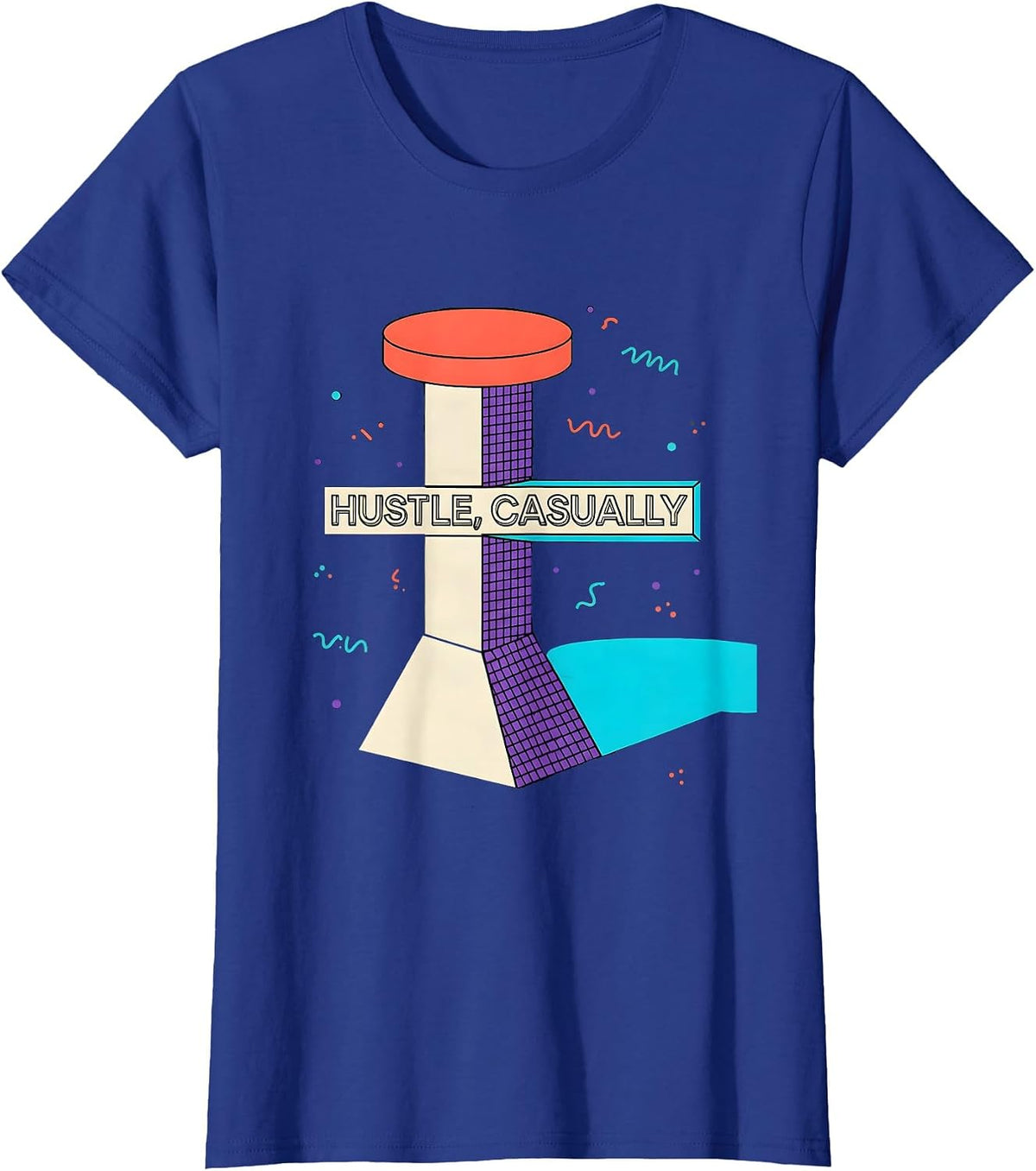 Women's Hustle, Casually Funny Old School Gangsta Rap Slang Hip Hop T-Shirt - Royal Blue