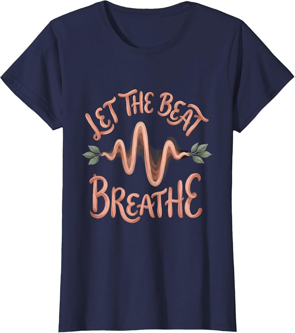 Women's Let the Beat Breathe Hip Hop Music Design T-Shirt - Navy Blue