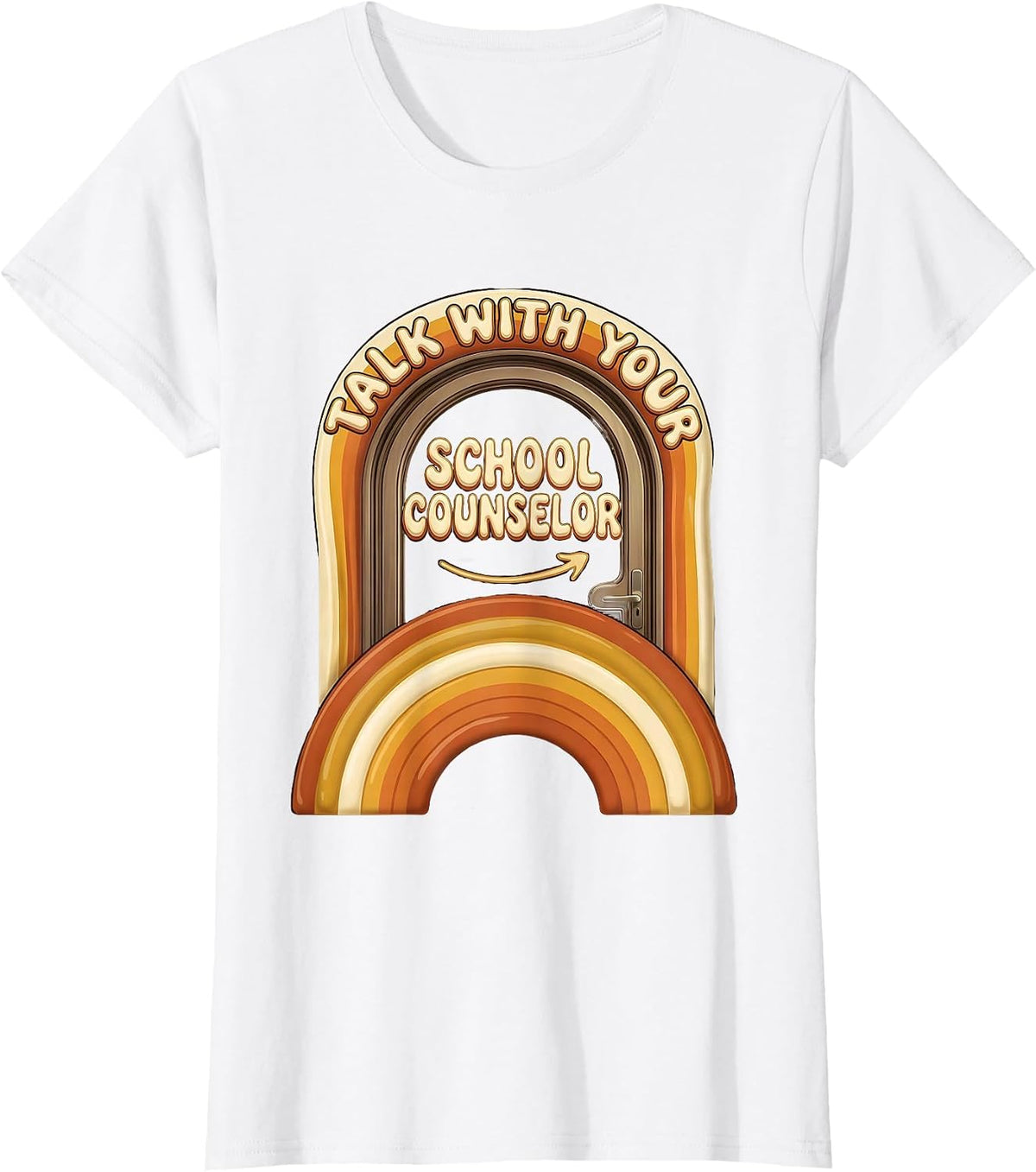 Talk With Your School Counselor Retro Groovy School T-Shirt - White