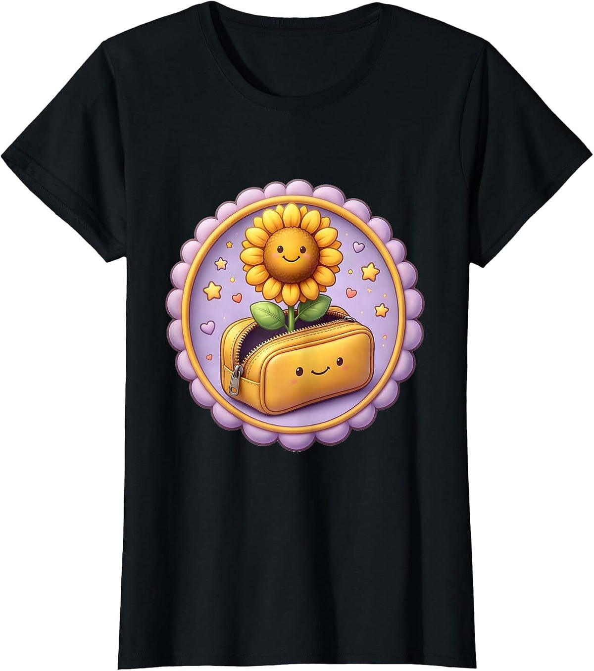 Sunflower Pencil Case Elementary Teacher Gift T-Shirt - Black