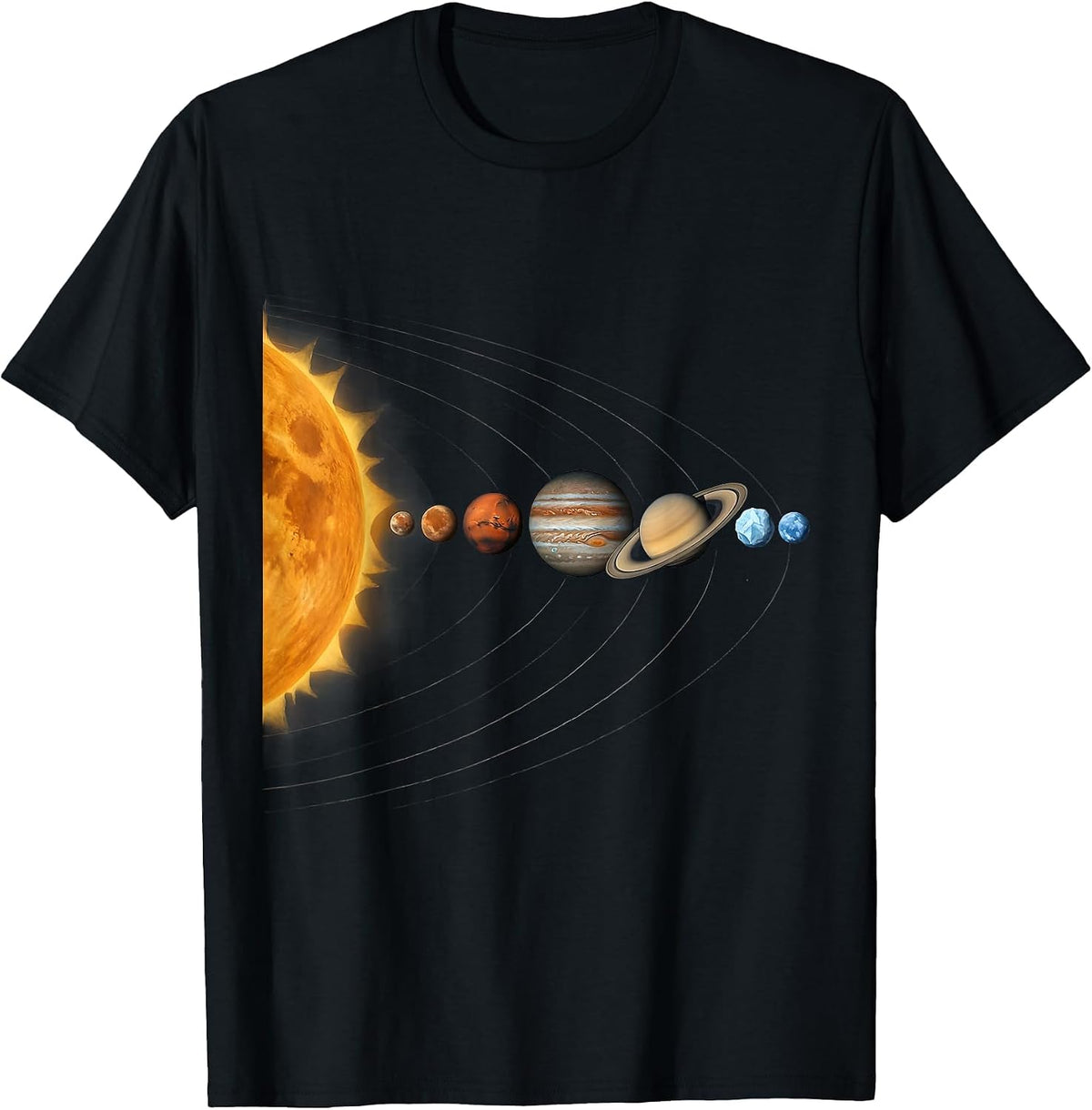 Men's Solar System Planets Sun Space Science Humor T-Shirt - Black