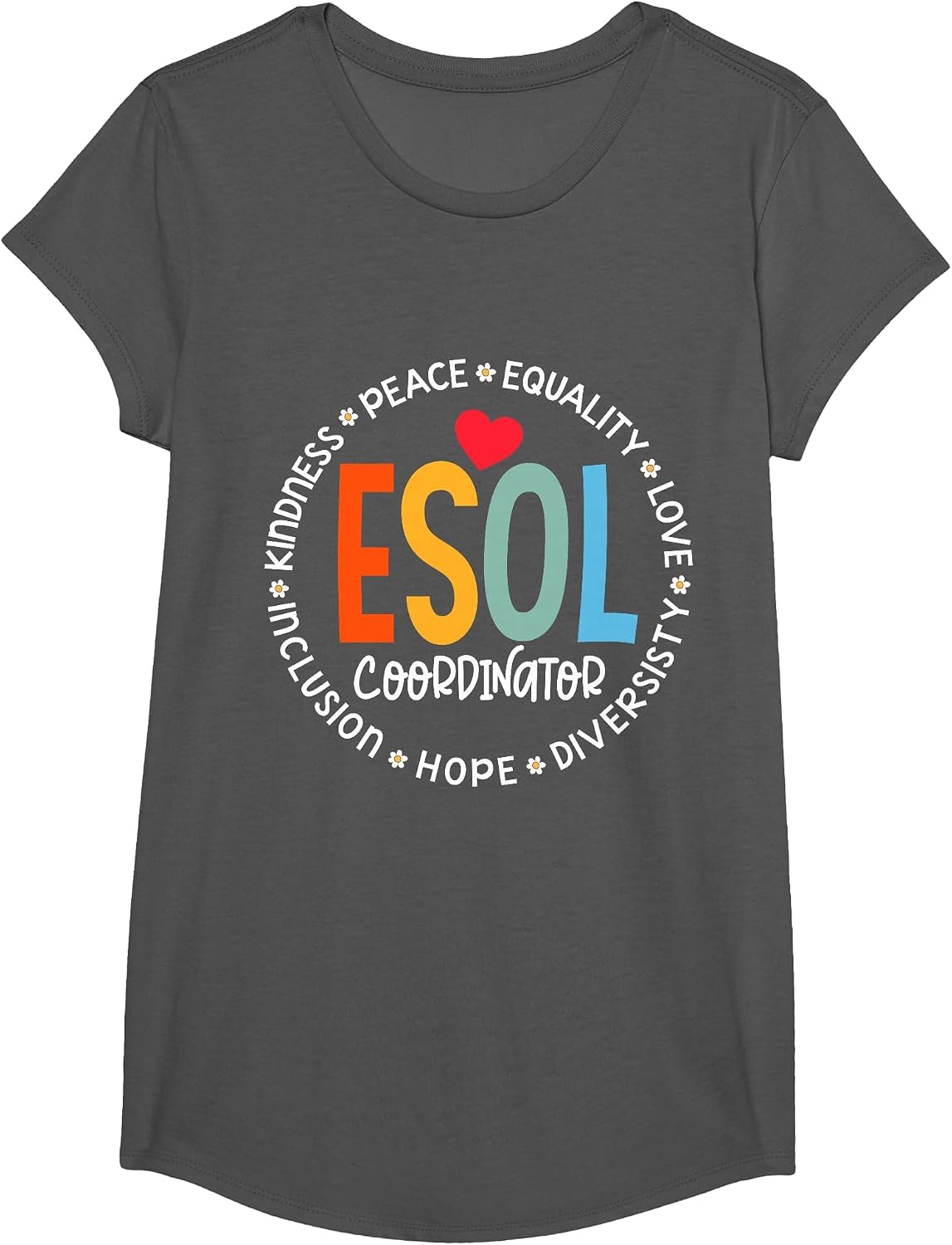 Back to School Crew Students - ESOL Coordinator Teacher T-Shirt - Girls Asphalt Grey