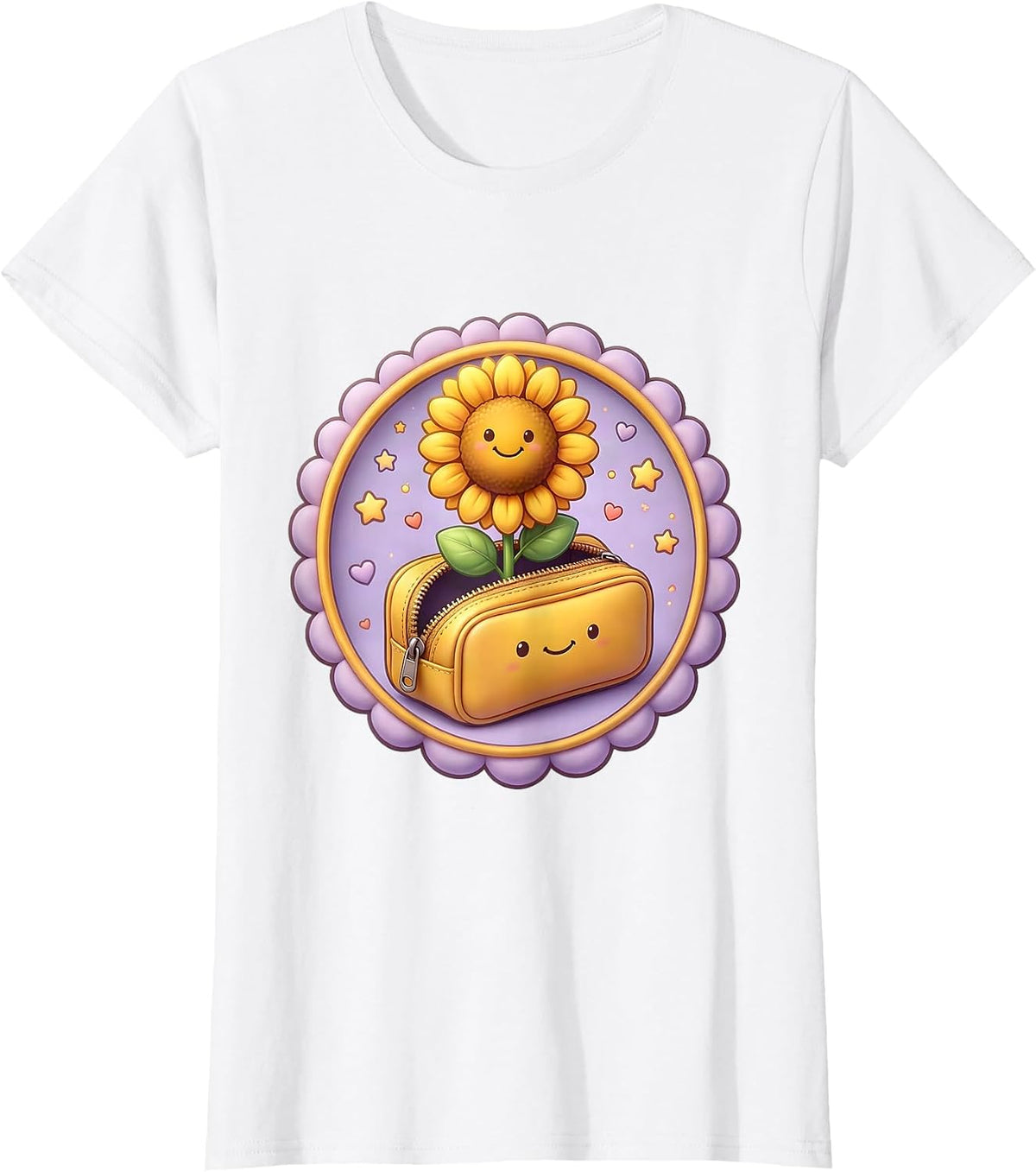 Sunflower Pencil Case Elementary Teacher Gift T-Shirt - White