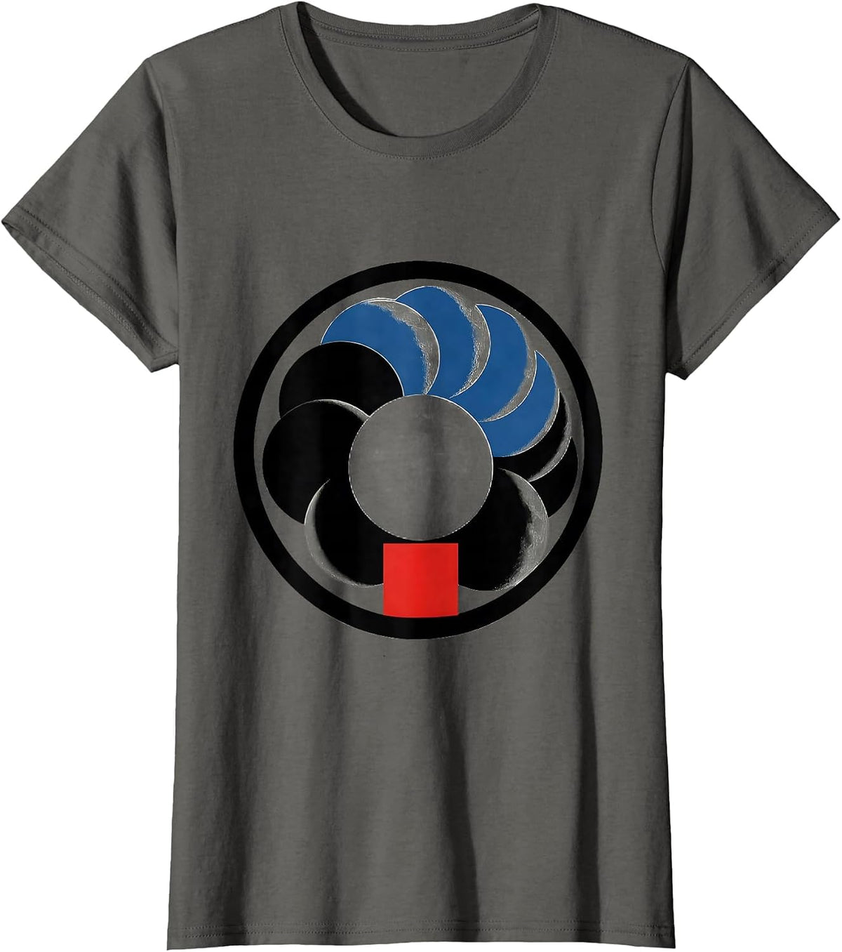 Women's Moon Phase Circle Lunar Disc Astronomy Gift T-Shirt - Asphalt Grey