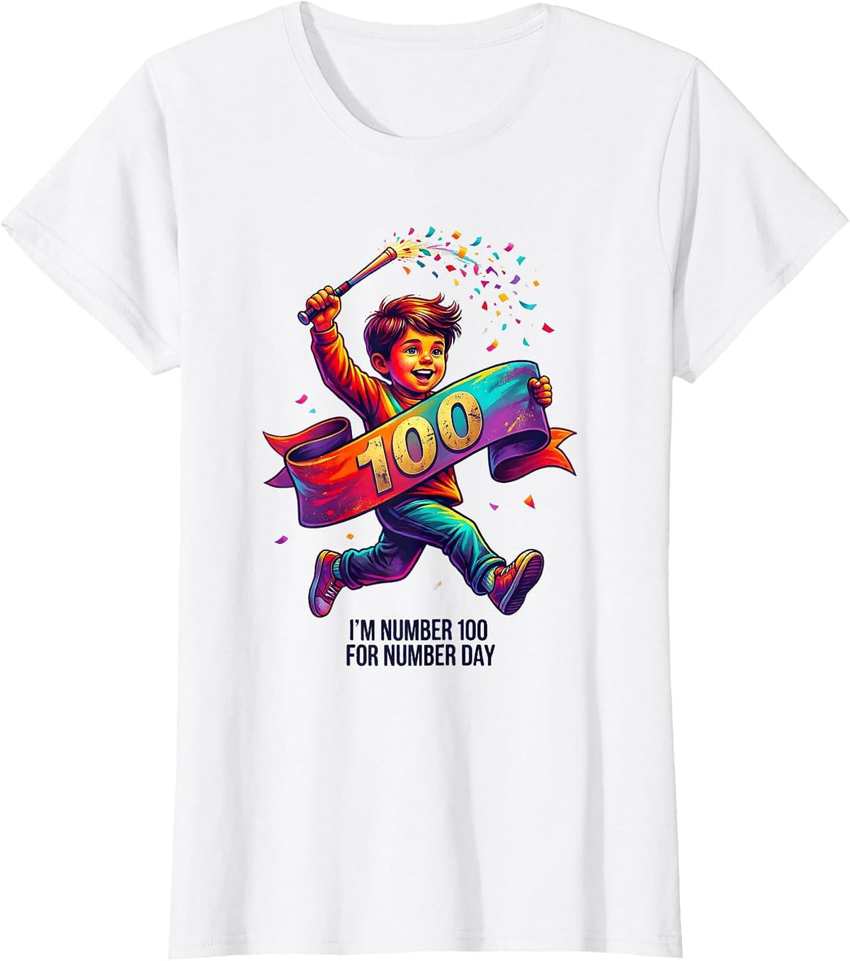 Women's I'm Number 100 For Number Day Colorful Kids School Math T-Shirt - White