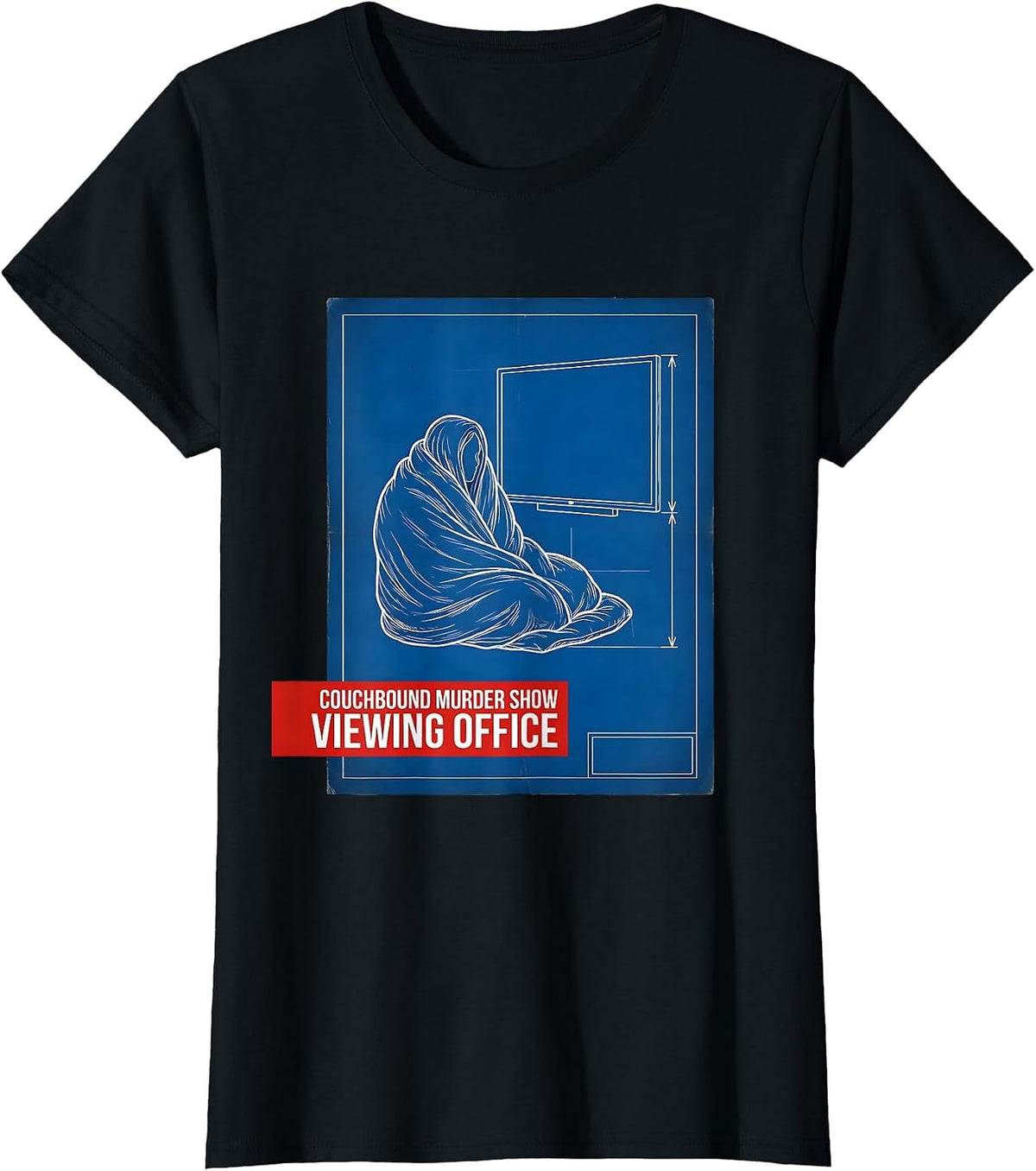 Couchbound Murder Show Viewing Office Funny True Crime Lover T-Shirt - Black
