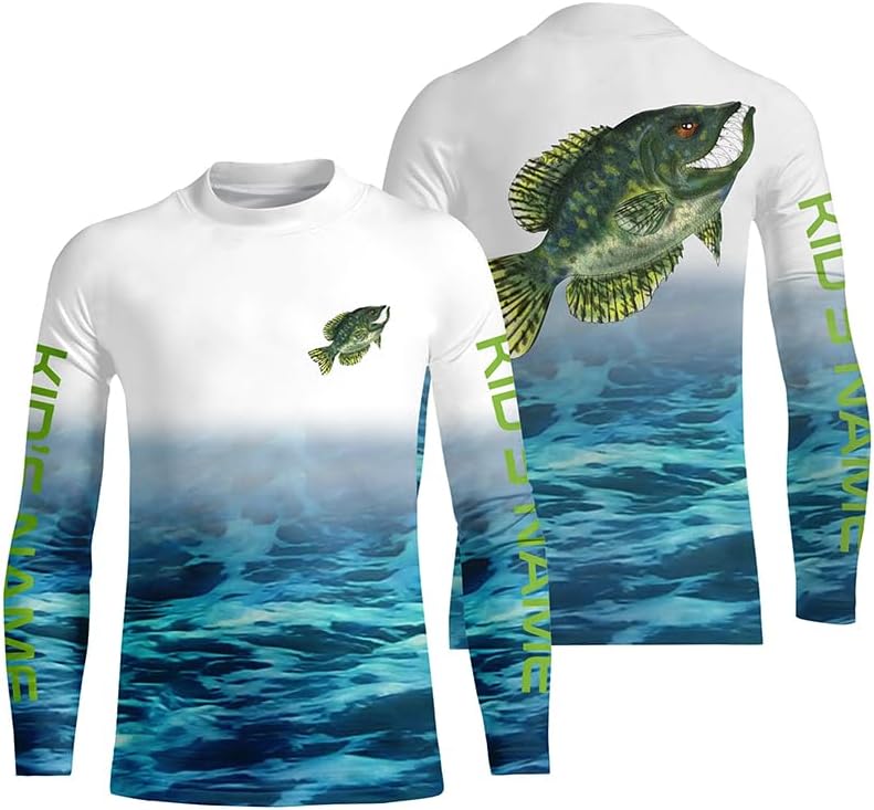 Custom Crappie Tournament Long Sleeve Fishing Shirts, Crappie Performance Fishing Jerseys - Kid Long Sleeves Upf
