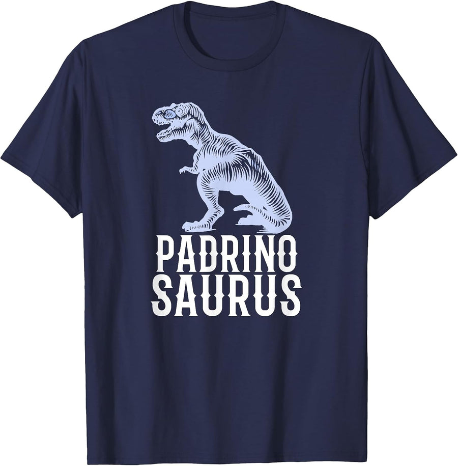 Padrinosaurus Funny Padrino Dinosaur Italian Godfather T-Shirt - Navy Blue