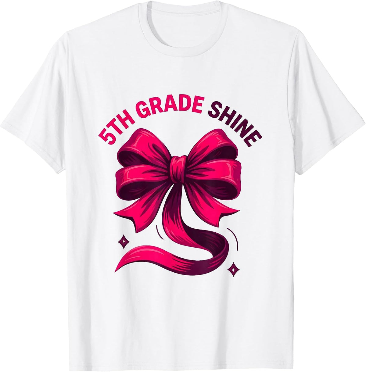 Men's 5th Grade Shine Coquette Bow Back to School Fifth Grade T-Shirt - White