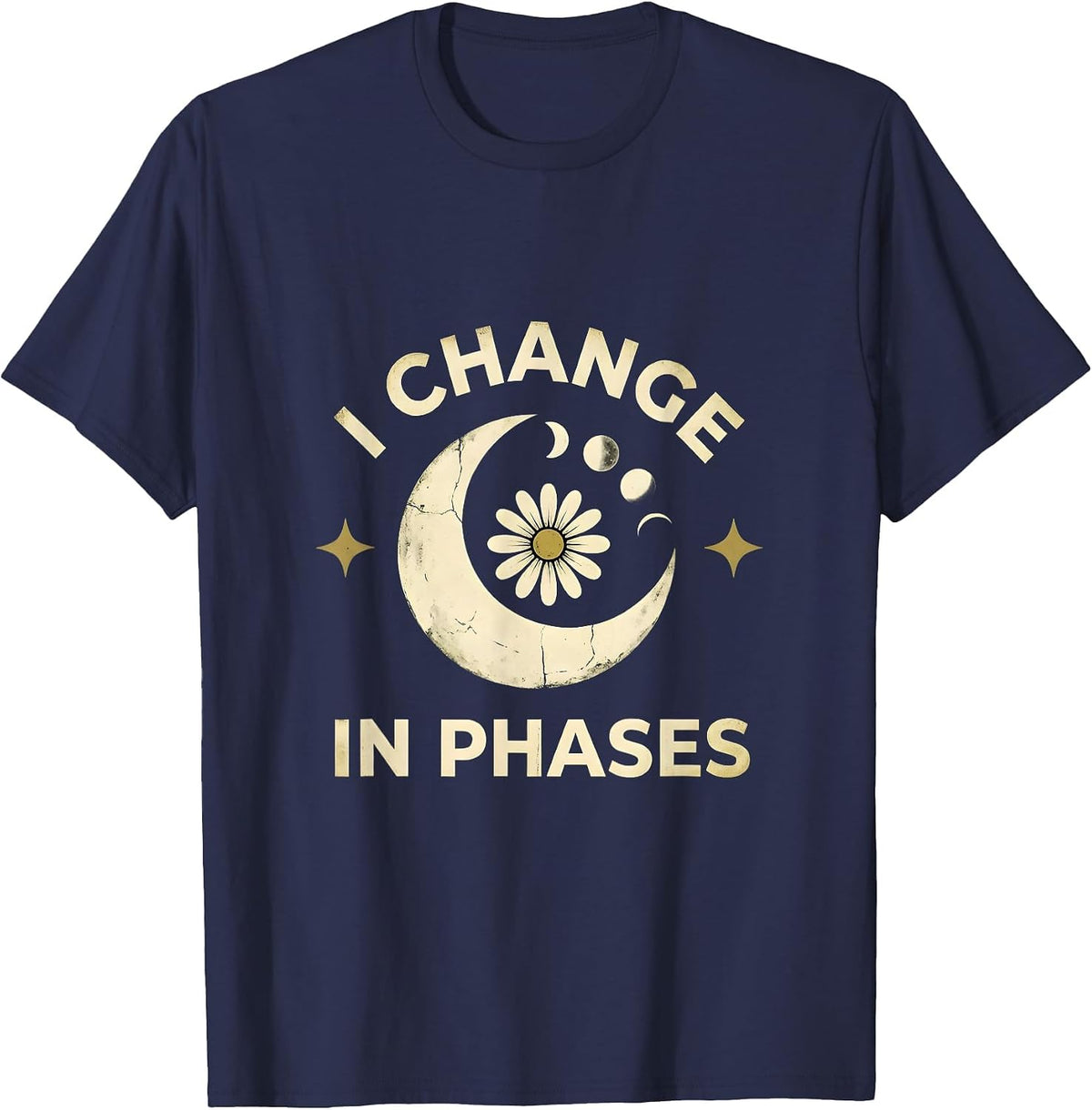 Men's I Change In Phases Boho Celestial Moon Phases Astronomy T-Shirt - Navy Blue